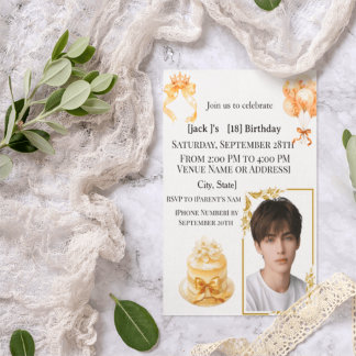 Modern Boy's 18th Birthday Photo Party Invitation  Acryleinladungen