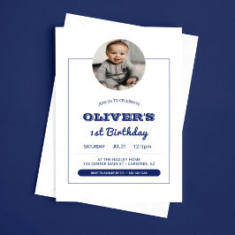 Modern Boys Foto 1. Geburtstag Einladung