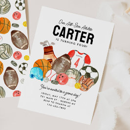 Modern Boys Sports Balls All Star Kids Birthday Einladung