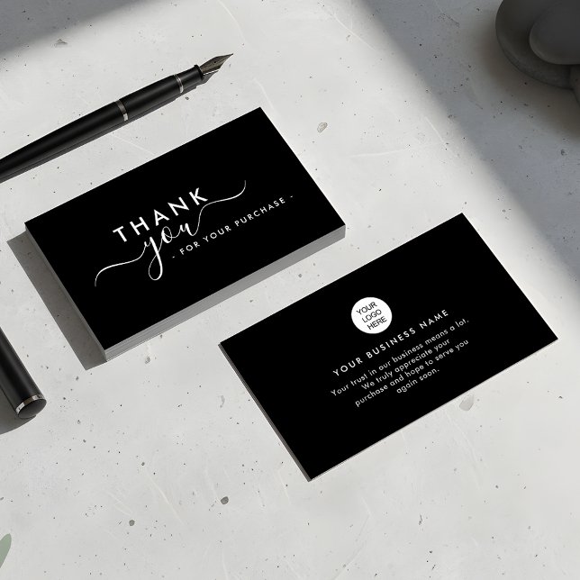 Modern Branded Sleek Black Thank You Business Card Visitenkarte (Von Creator hochgeladen)