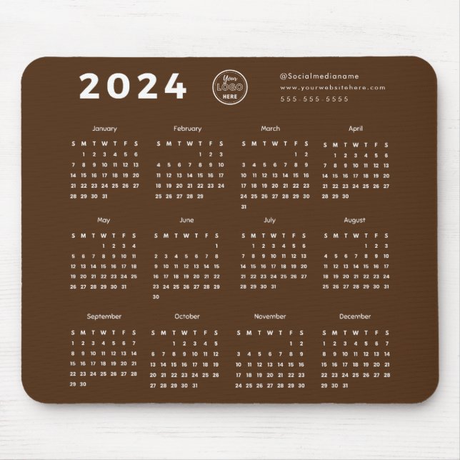 Modern Branding Dark Brown 2024 Calendar-Logo Mousepad (Vorne)