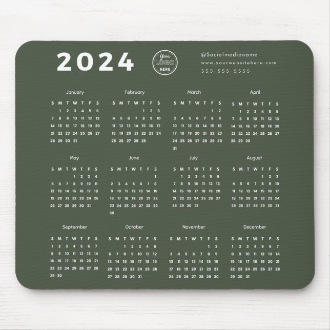 Modern Branding Forest Green 2024-Kalender-Logo Mousepad (Vorne)