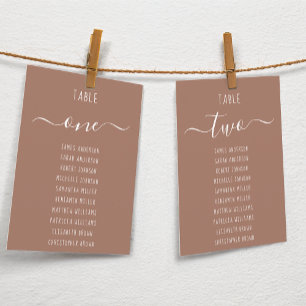 Modern Braun mit weißer Schrift Sitzplan Karte