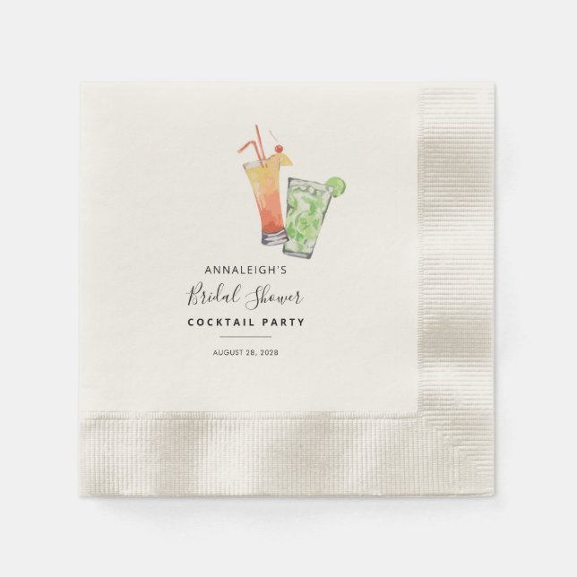 Modern Brautparty Cocktail Party Script Paper Serviette (Vorderseite)