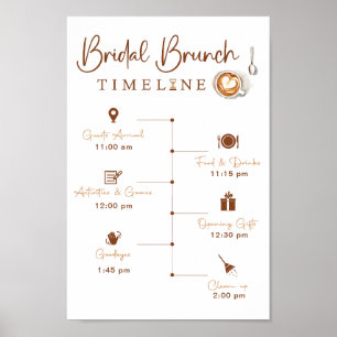 Modern Bridal Brunch Timeline Sign Poster