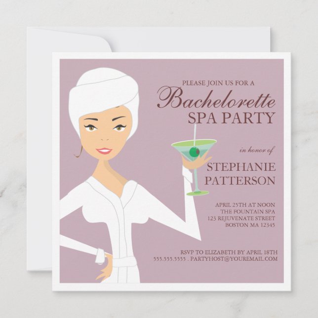 Modern Bride Bachelorette Wellness-Center Party Ei Einladung (Vorderseite)
