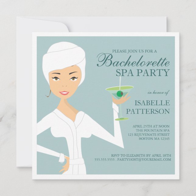 Modern Bride Bachelorette Wellness-Center Party Ei Einladung (Vorderseite)