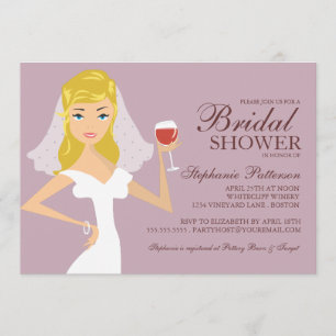 Modern Bride Wine Theme Bridal Dusche Einladung