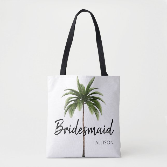 Modern Bridesmaid Beach Wedding Palm Tree Monogram (Vorderseite)