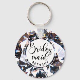 Modern Bridesmaid Diamond Script Personalisiert Schlüsselanhänger