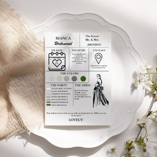 Modern Bridesmaid Info-Card-Brautparty Einladung