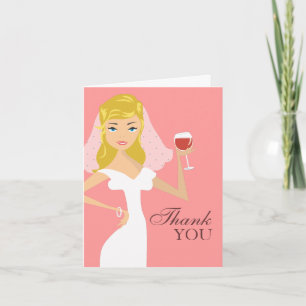 Modern Bridge Wine Theme Danke Karte Pink