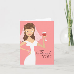 Modern Bridge Wine Theme Danke Karte   Pink
