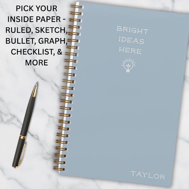 Modern Bright Ideas Personalized Name Dusty Blue Notizbuch (Personalized for thinkers, planners, and creators.
)