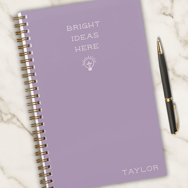 Modern Bright Ideas Personalized Name Lavender  Notizbuch (Bright ideas deserve a beautiful place to land.)