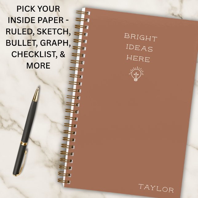 Modern Bright Ideas Personalized Name Terracotta Notizbuch (Von Creator hochgeladen)