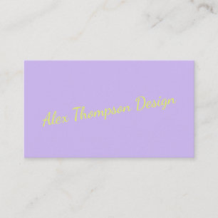 Modern Bright Lavender Chartreuse Script  Visitenkarte