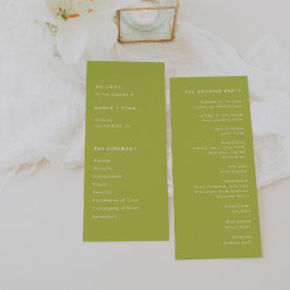 Modern Bright Lime Green Wedding Ceremony Programm
