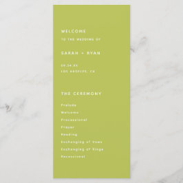 Modern Bright Lime Green Wedding Ceremony Programm