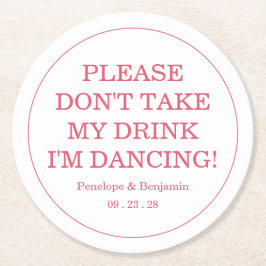 Modern Bright Pink Drink Cover Wedding Runder Pappuntersetzer