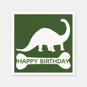 Modern Brontosaurus Dino Happy Birthday Serviette