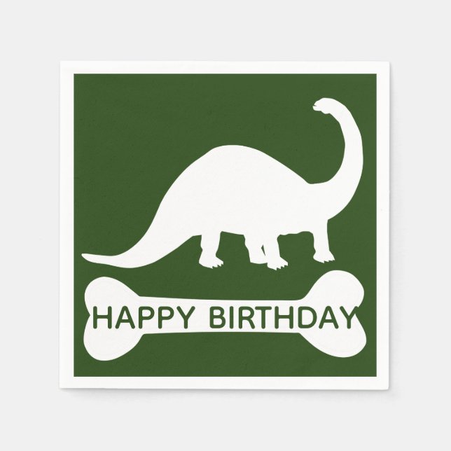 Modern Brontosaurus Dino Happy Birthday Serviette (Vorderseite)