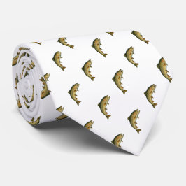 Modern Brook Foreut Fish Blue White Fisherman Krawatte