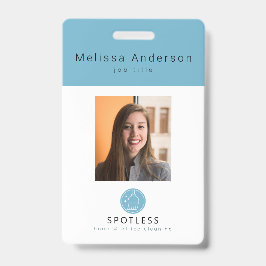 Modern Broom Logo Blue Cleaning Service ID Photo Ausweis