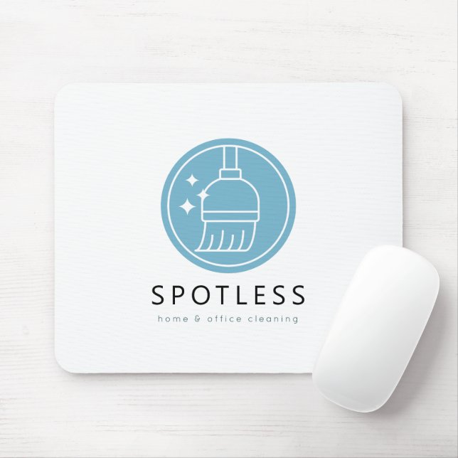 Modern Broom Logo Blue Cleaning Service Mousepad (Mit Mouse)
