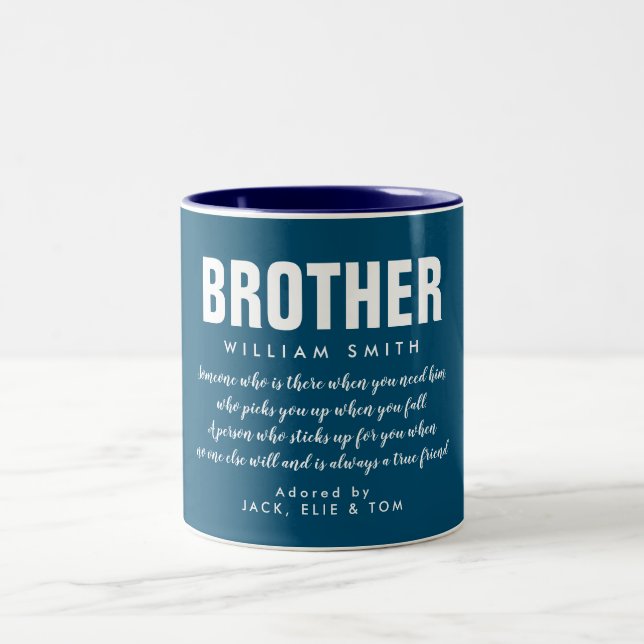 Modern Brother Zitat Cool Blue Zweifarbige Tasse (Mittel)