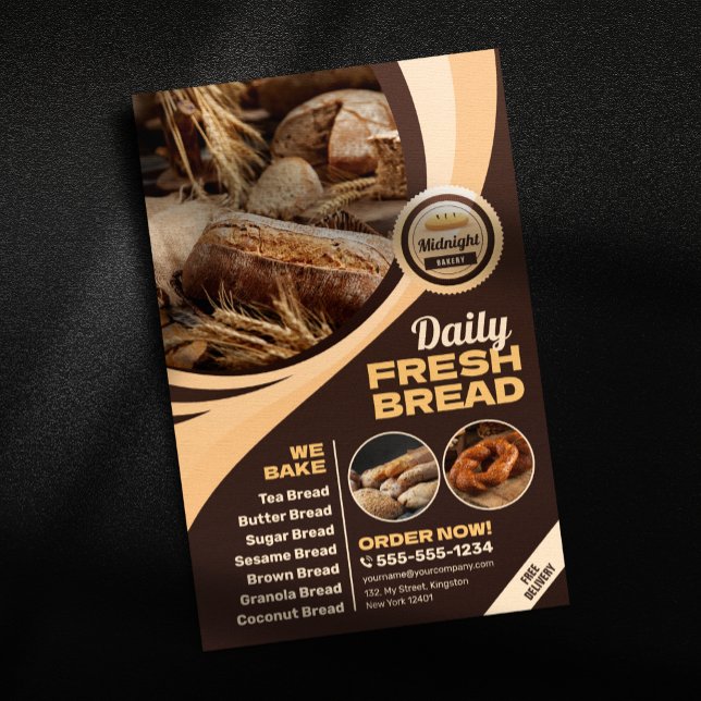 Modern Brown Brown Bakery Shop Backen Catering Flyer (Von Creator hochgeladen)