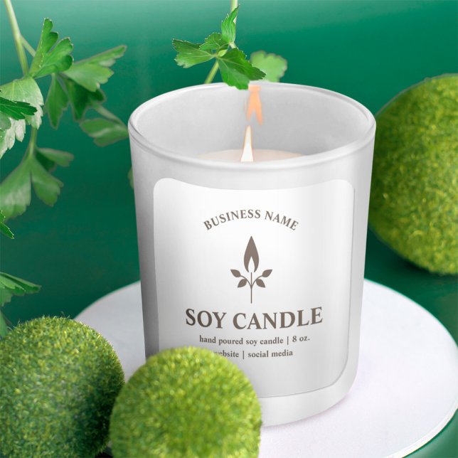 Modern Brown Candle Logo Label Quadratischer Aufkleber (Von Creator hochgeladen)