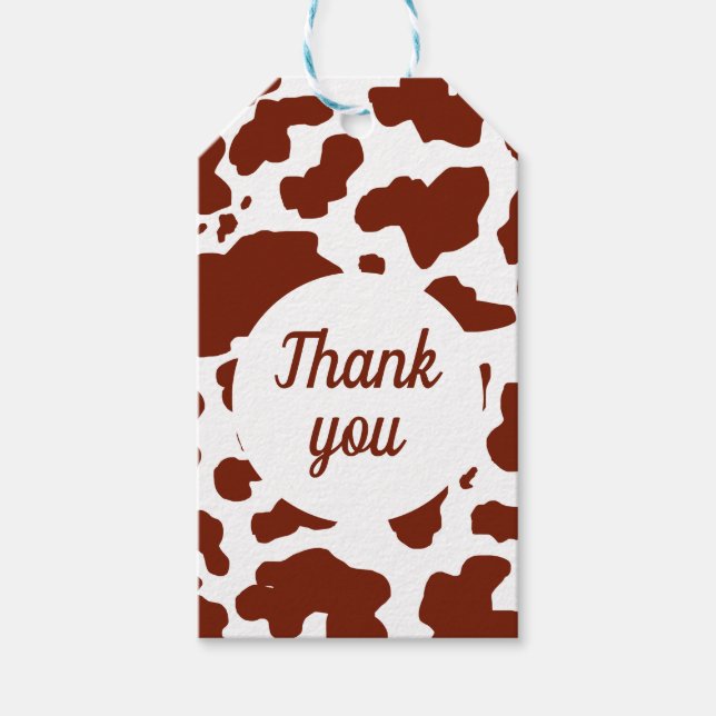 Modern Brown Cow Spots drucken Danke Geschenkanhänger (Vorderseite)