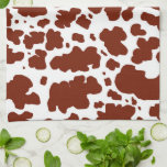 Modern Brown Cow Spots Print Cowboy Geschirrtuch<br><div class="desc">Klassische und trendige braune und weiße Kuhhaut Flecken Textur Design Wohngestaltung und Geschenke. Kuh fleckt Tierdruck</div>
