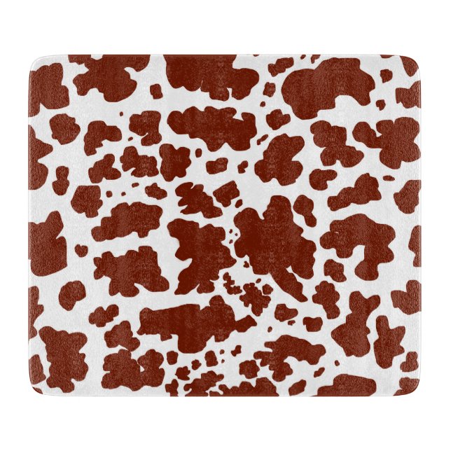 Modern Brown Cow Spots Print Cowboy Schneidebrett (Vorderseite)