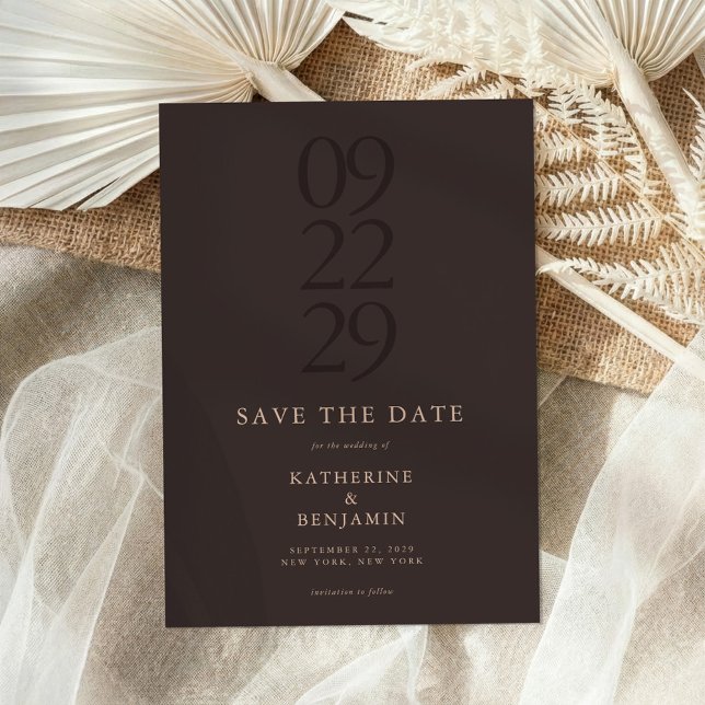 Modern Brown Minimalist Wedding Save The Date (Von Creator hochgeladen)