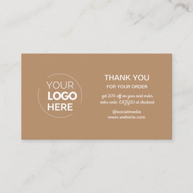 Modern Brown Minimalistische Logobestellung Vielen Visitenkarte (Vorderseite)