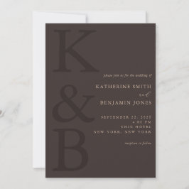 Modern Brown Monogram All in One Wedding Einladung