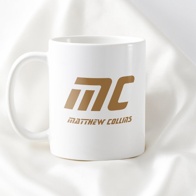 Modern Brown Monogram Name Bold Simple for Ihm Kaffeetasse (Modern Brown Monogram Name Bold Simple for Him Coffee Mug)