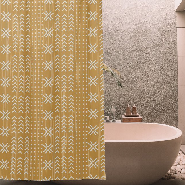 Modern Brown Mud Tuch Afrikanisches Muster Duschvorhang (Von Creator hochgeladen)