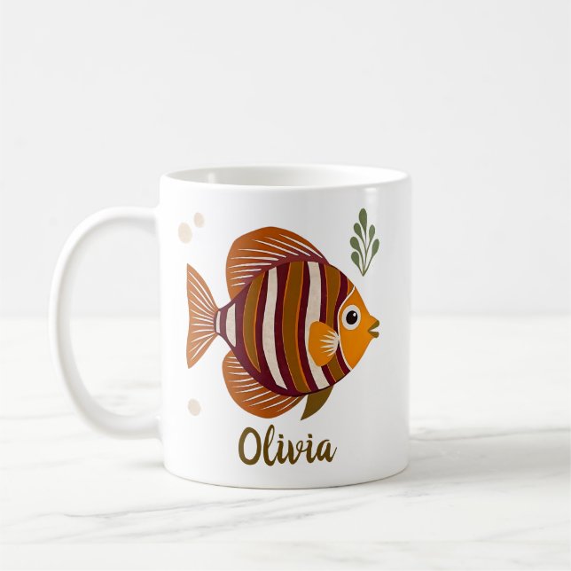 Modern Brown Tropical Fish Kaffeetasse (Links)