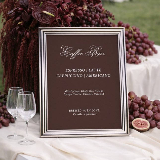 Modern Brown Wedding Coffee Bar  Poster (Von Creator hochgeladen)