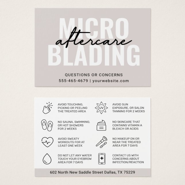 Modern Brows Aftercare PMU Brow Instructions Card  (Vorne & Hinten)