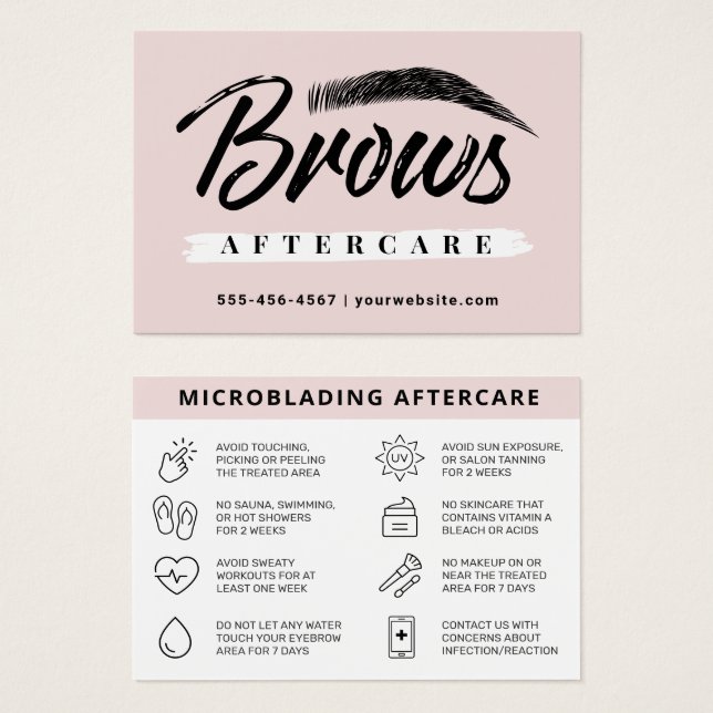 Modern Brows Aftercare PMU Brow Instructions Card  (Vorne & Hinten)