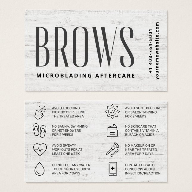 Modern Brows Aftercare PMU Brow Instructions Card  (Vorne & Hinten)