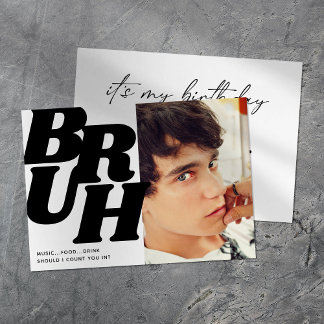 Modern Bruh Teenage Boy Birthday Party Einladung