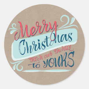 Modern Brush Frohe Weihnachtspost Briefmarke Runder Aufkleber