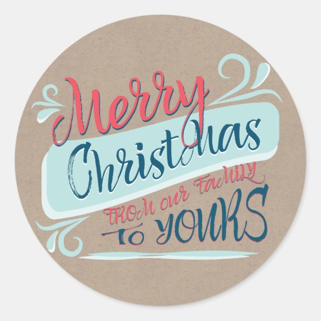 Modern Brush Frohe Weihnachtspost Briefmarke Runder Aufkleber (Vorderseite)