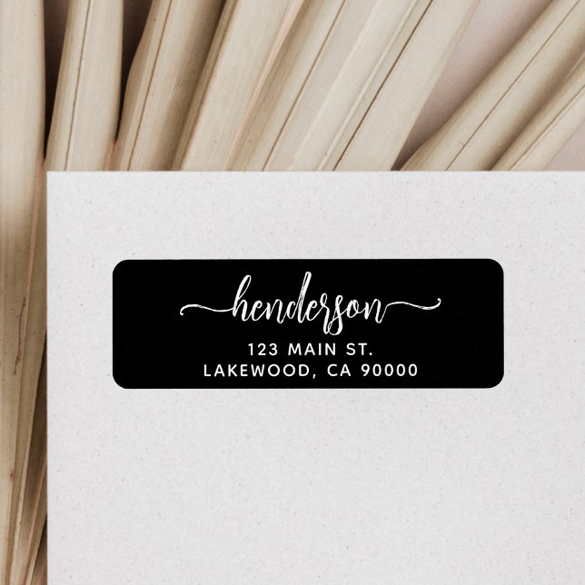 Modern Brush Handwritten Black Return Address (Von Creator hochgeladen)