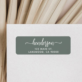 Modern Brush Handwritten Green Return Address